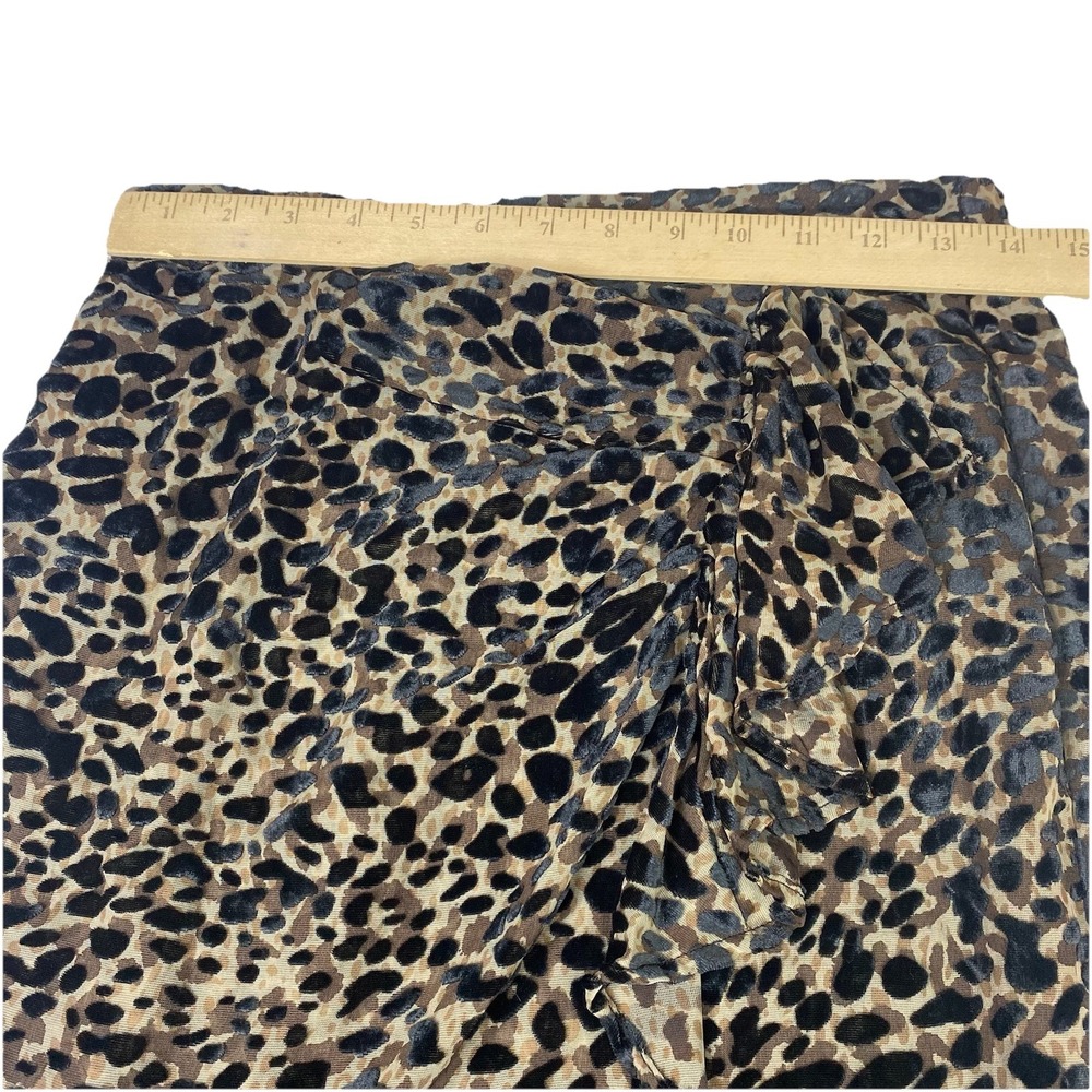 Rachel Zoe Women's Sz S Leopard Burnout Velvet Faux Wrap Ruffle Midi Skirt Black - Picture 11 of 16